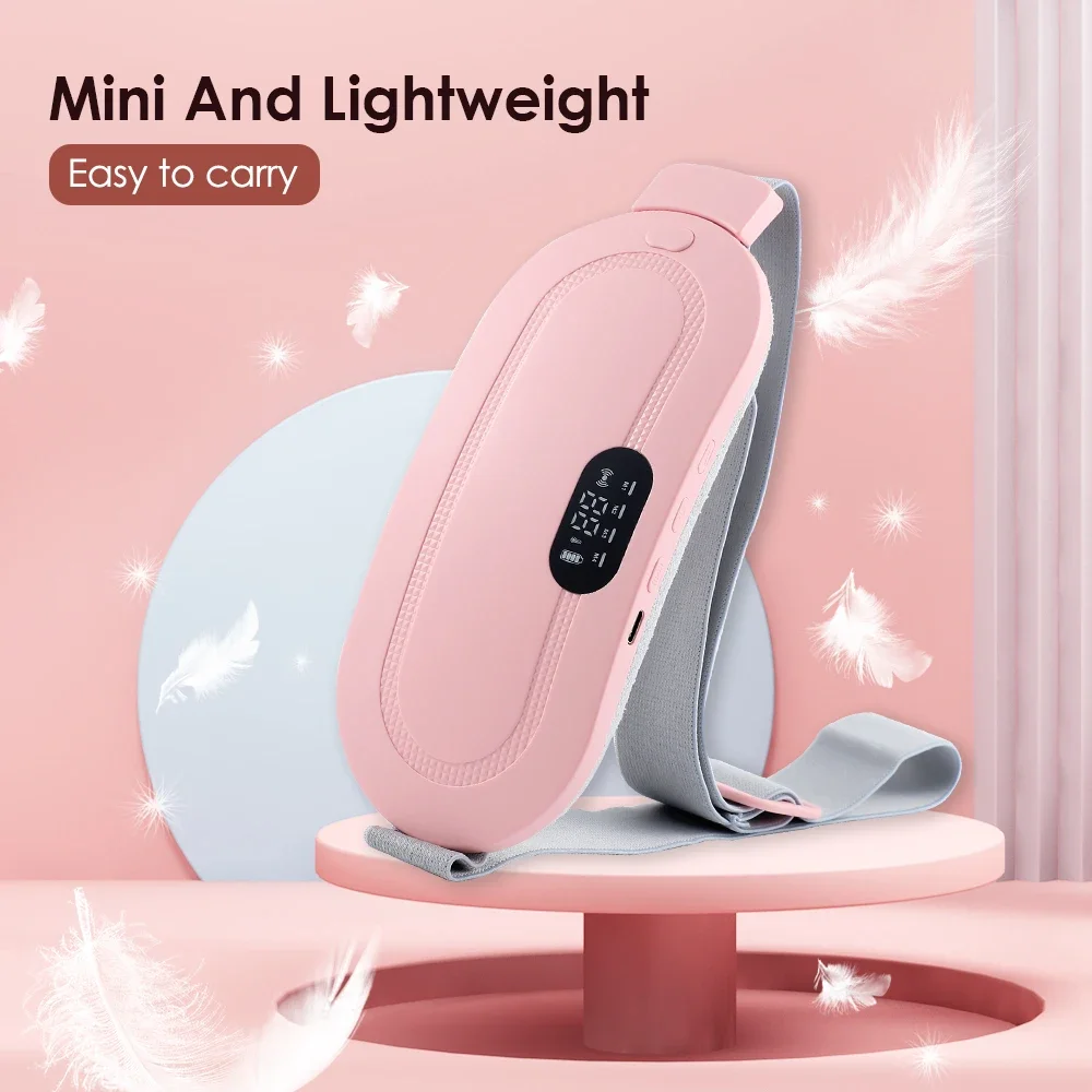 Electric Waist Massage Period Cramp Massager Vibrating Heating Belt for Menstrual Waist Stomach Abdominal Warm Palace Belt