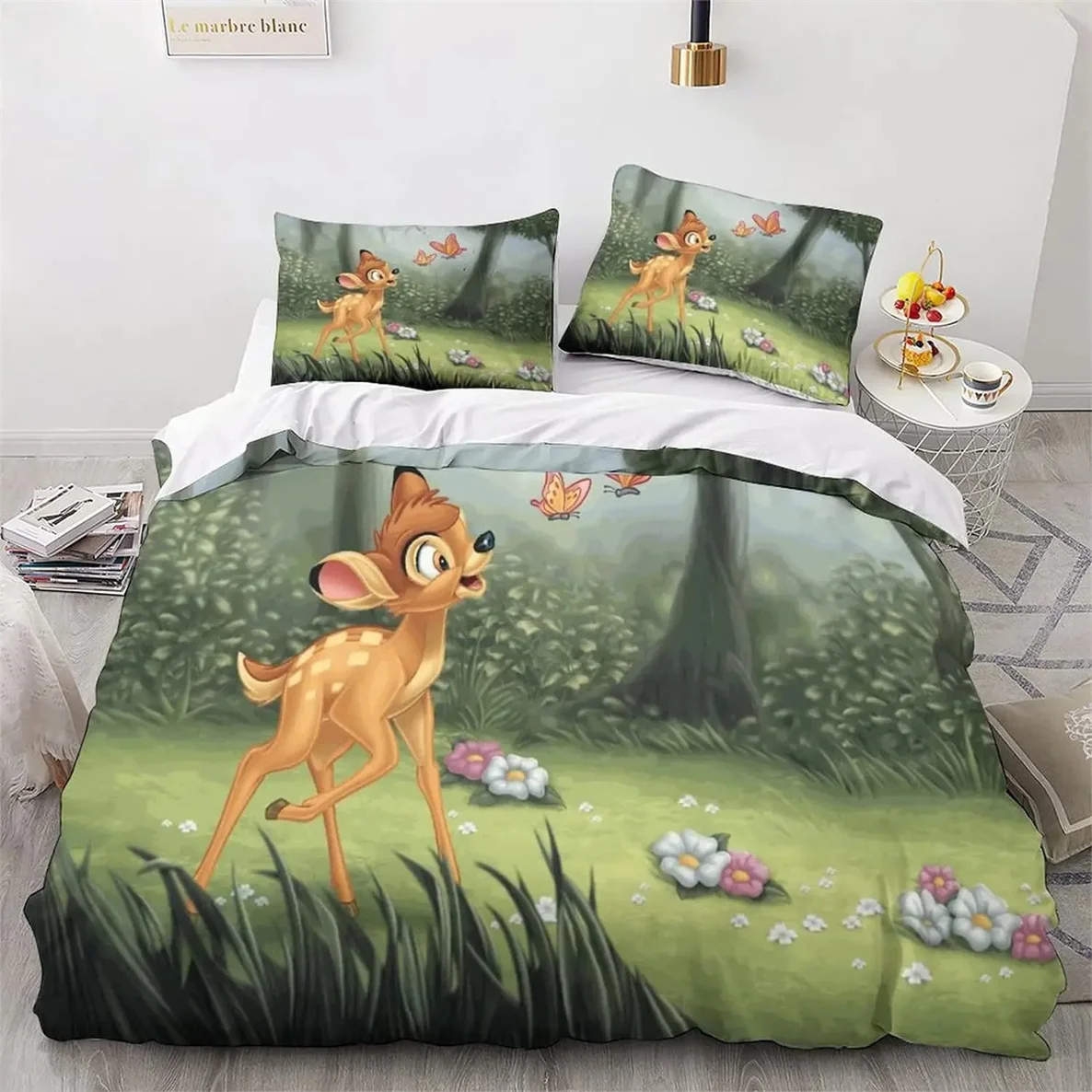 3D Printed Bambi Duvet Cover Set Disney Bambi Bedding Set Microfiber Zipper Duvet Cover children's and youth bedroom decoration