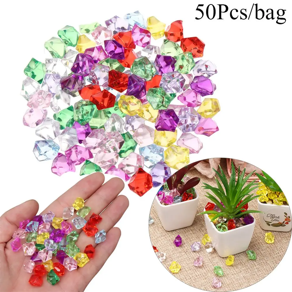 Cobblestones Colorful Wedding Ornament Aquarium Landscape Pebbles Vase Filler Artificial Stones Crystal Ice Cubes