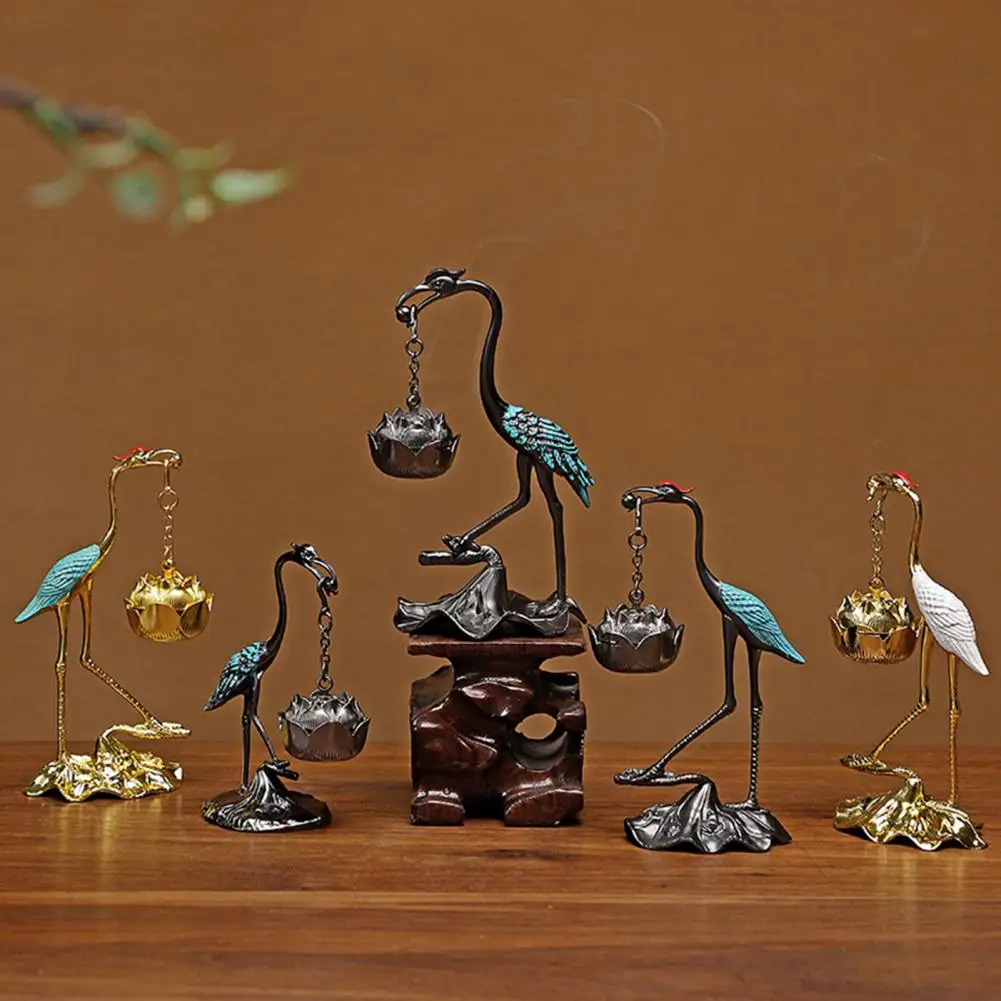 Retro Design Incense Holder Vintage Lotus Bird Incense Burner Aromatherapy Diffuser for Home Office Decor Small for Bedroom