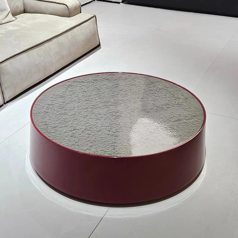 Italian minimalist light luxury round coffee table water ripple lacquer light luxury designer coffee table