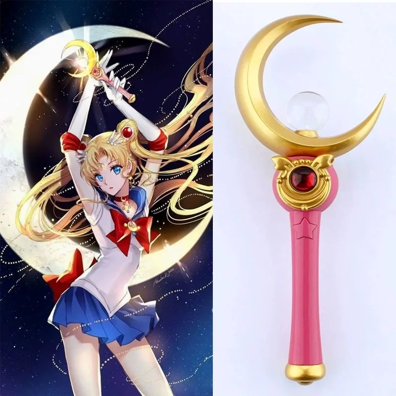 

Anime Cosplay Sailor Moon Usagi Tsukino Moon Stick Crystal Props Adult Women Halloween Party Costume Accessory Toy Gift