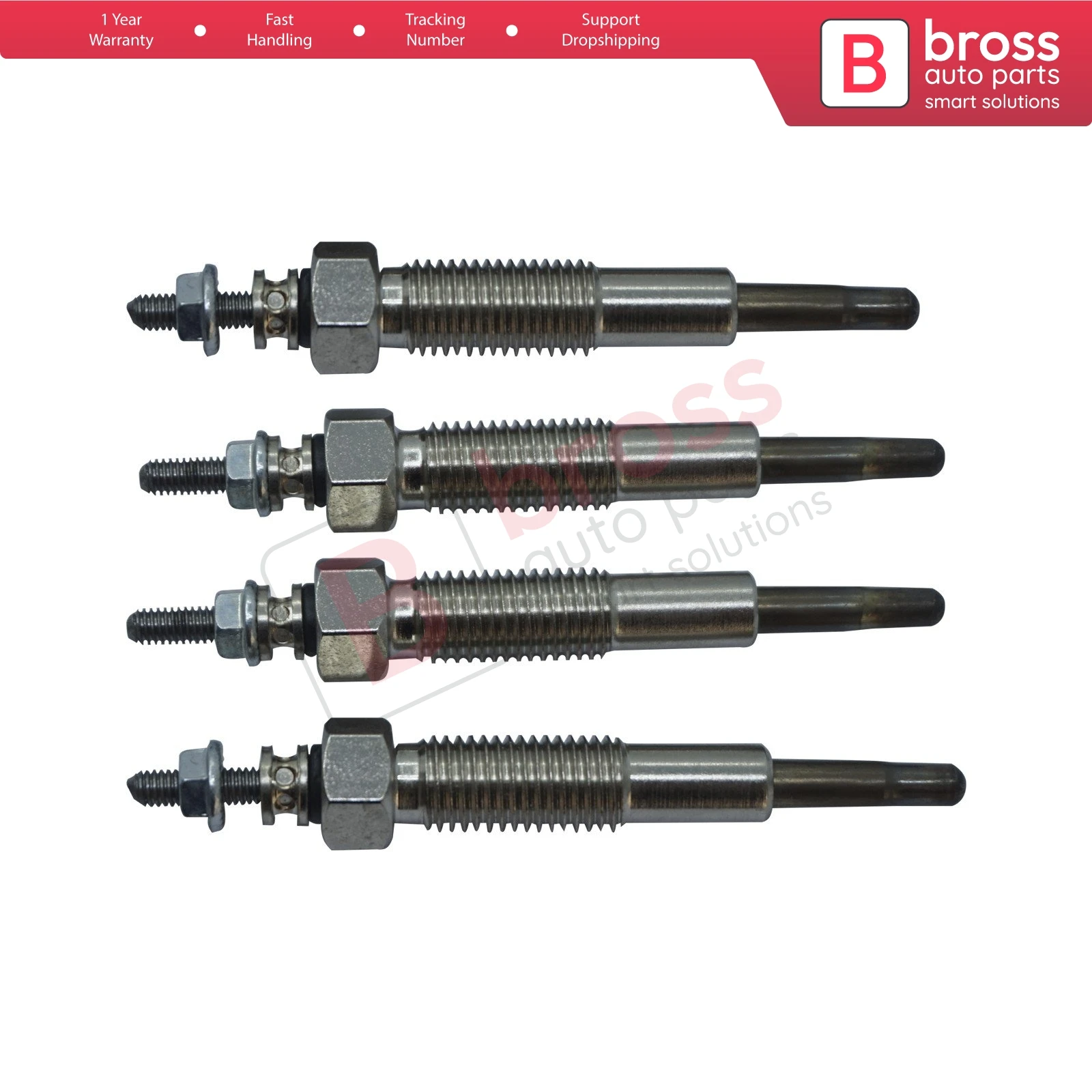 Bross BGP73-1 4 Pieces Heater Glow Plug 10.5 Volt OK04S18140A for K.i.a Sportage Besta Mazda 626, 0K04S-18-140A,0K71E-18-140