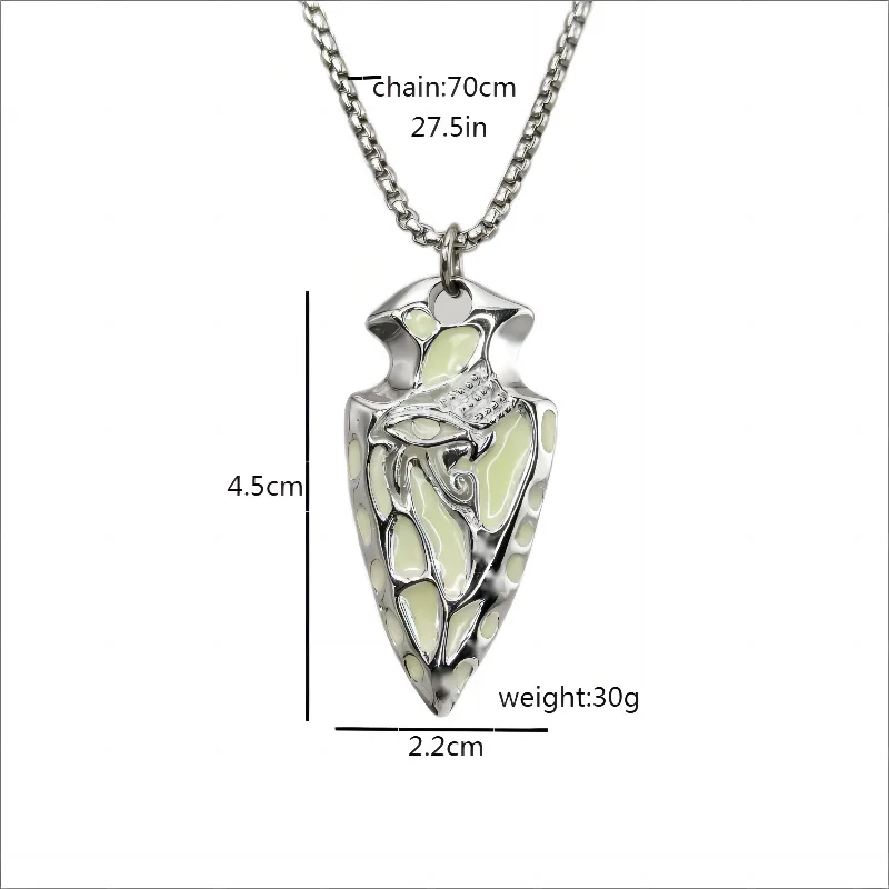 AliExpress Hot Sale, Titanium Steel Chain Vintage Viking Triangle Luminous Shield, Eye of Horus Glowing Men's Pendant