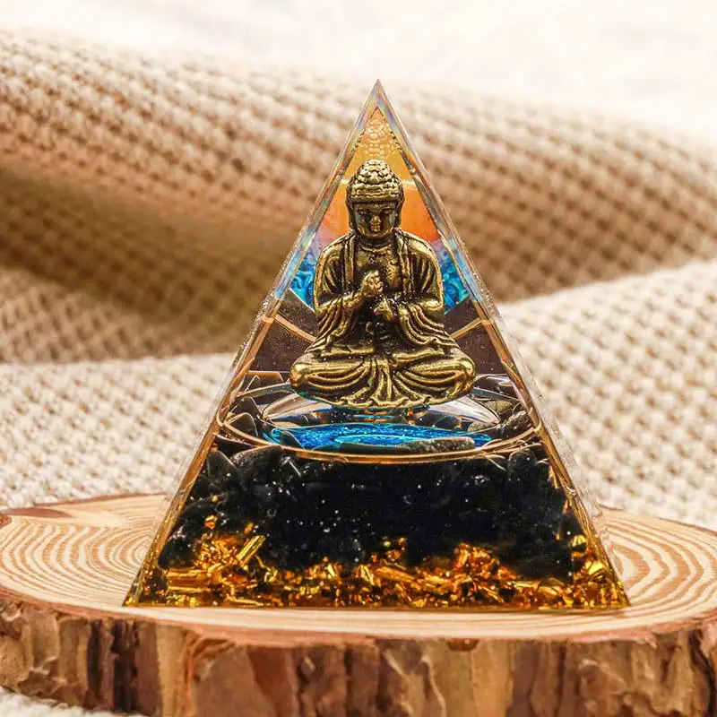 5 CM Crystal Stone Orgone Buddha Statue Pyramid High Quality Crystal Healing Loose Gemstone Pyramid Decoration