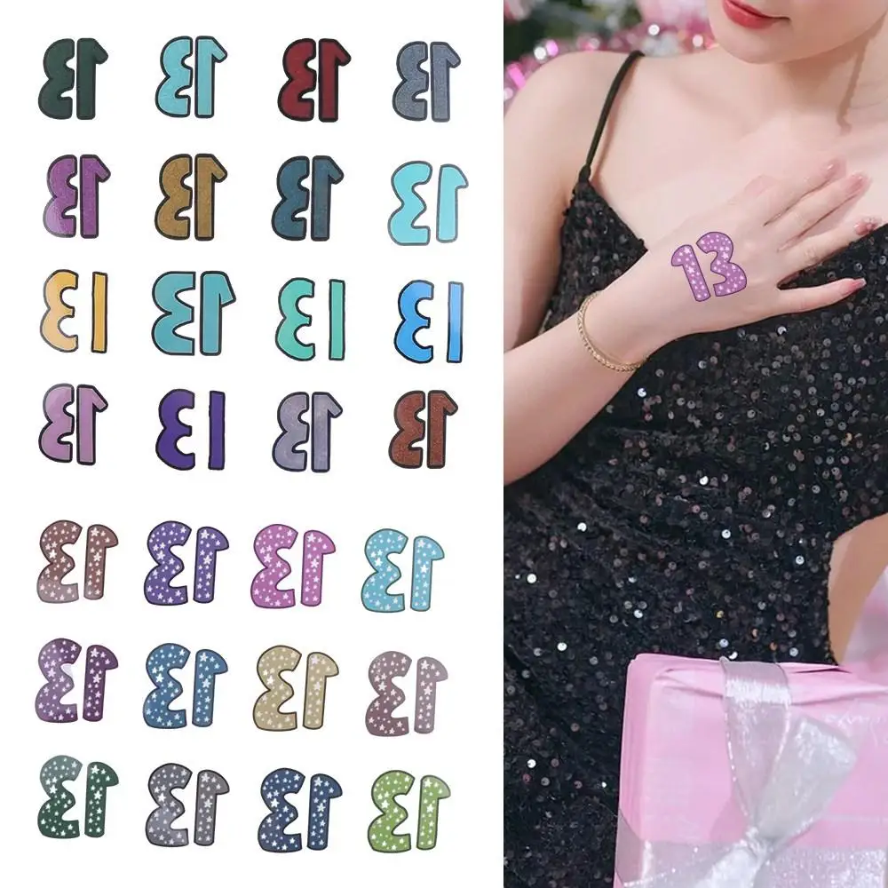 Colorful Numbers Temporary Tattoos Sticker Waterproof Disposable Hand Sticker Long Lasting Graffiti Number Letters Stickers Men