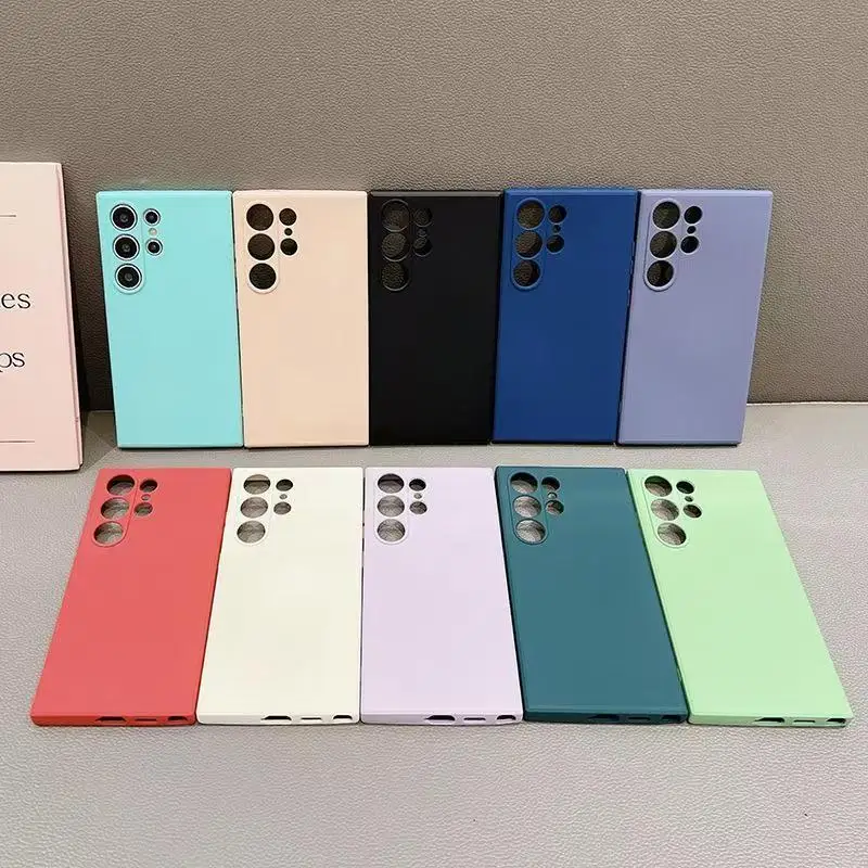 Quadratische Flüssigsilikonhülle für Samsung Galaxy S26 S25 S24 S23 S22 S21 FE S25 Plus S25 Edge 26 Ultra Matte Soft Back Cover