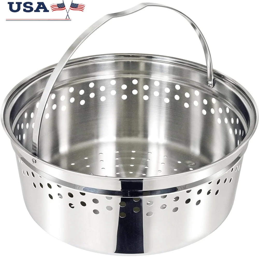 

Stainless Steel Nesting Colander Collapsible Handle Perfect 5Qt Stock Pot 304 Durable Cookware Insert Space Saving Design
