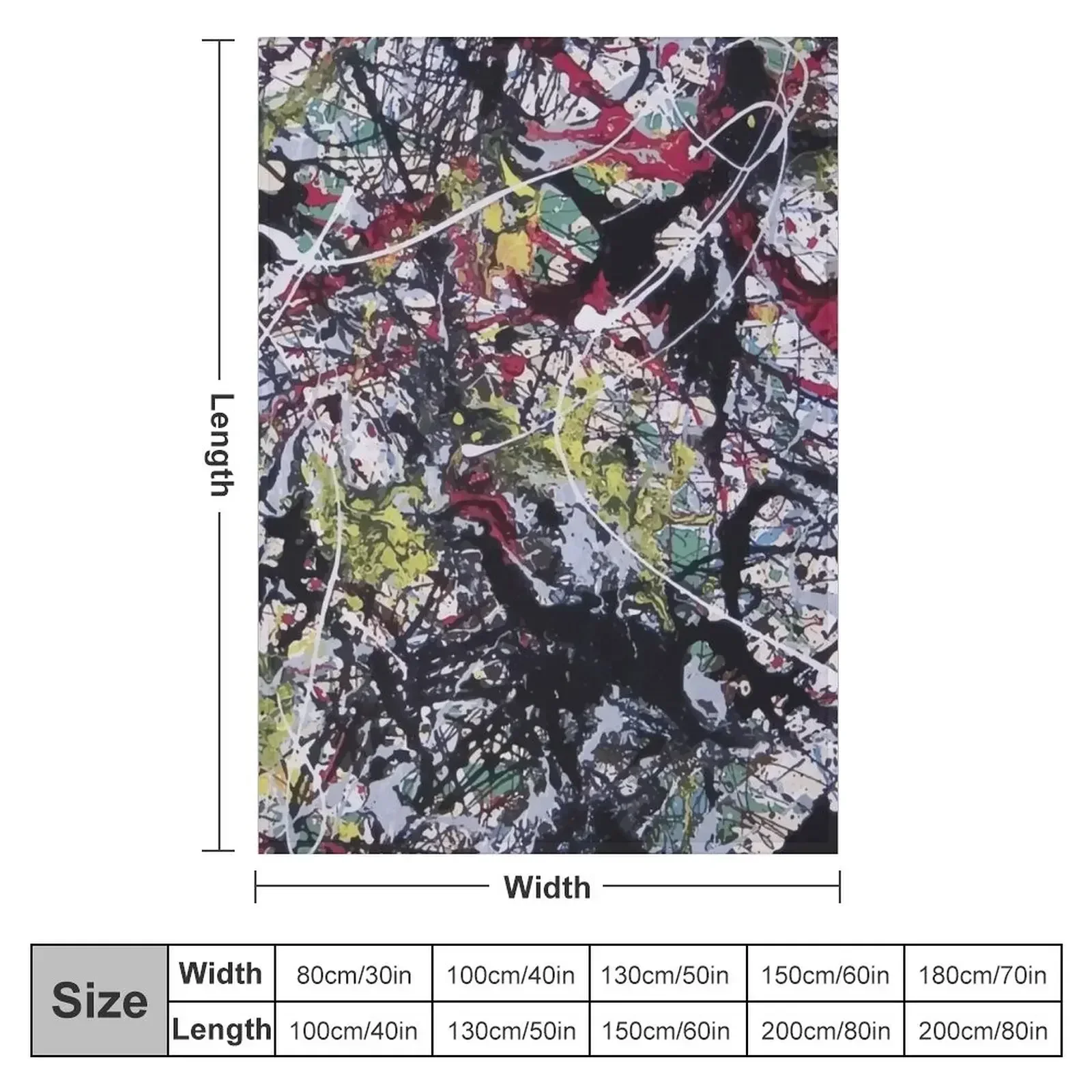 J.Pollock style art digitally vectorised Throw Blanket Flannel Fabric Decorative Throw Luxury Blankets