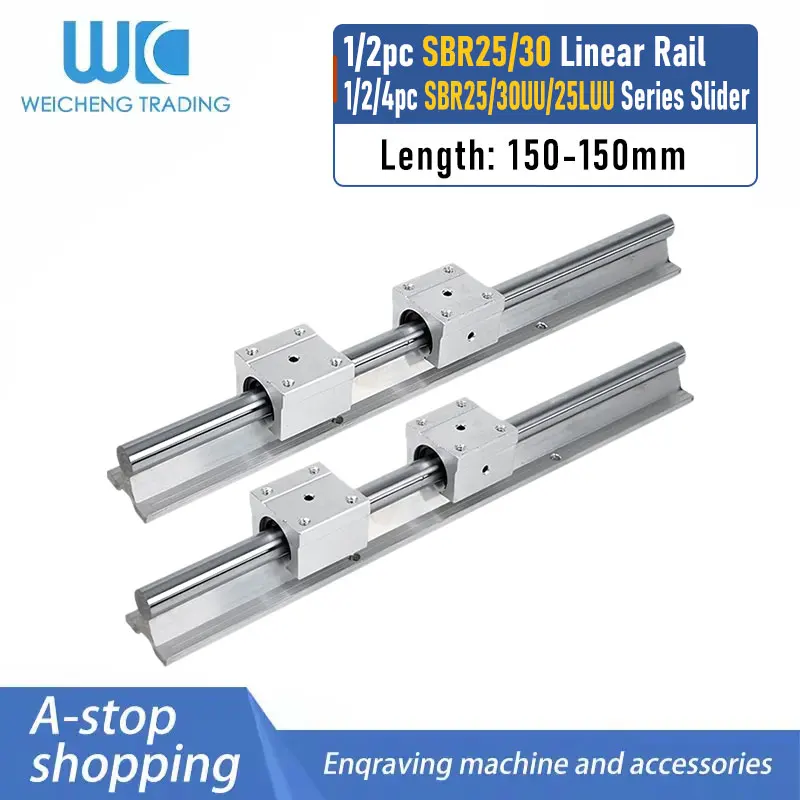 SBR25 SBR30 Linear Guide Rail Kit SBR25UU SBR25LUU SBR30UU 1/2PCS Rail 150‑1150MM CNC Sliding Motion Parts