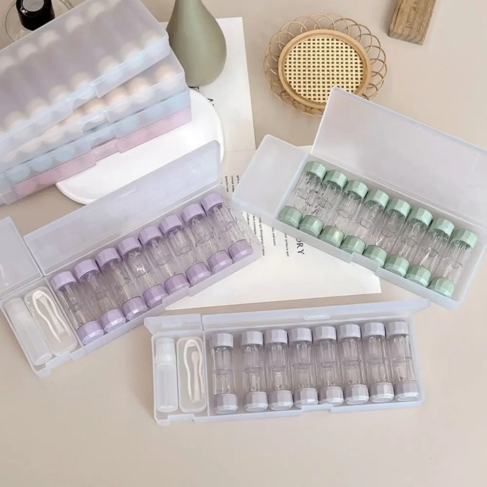 

8 Pairs Portable Contact Lens Box Holder Clear 7 Colors Contact Lenses Soak Storage Case Small Design Durable RGP Lens Container