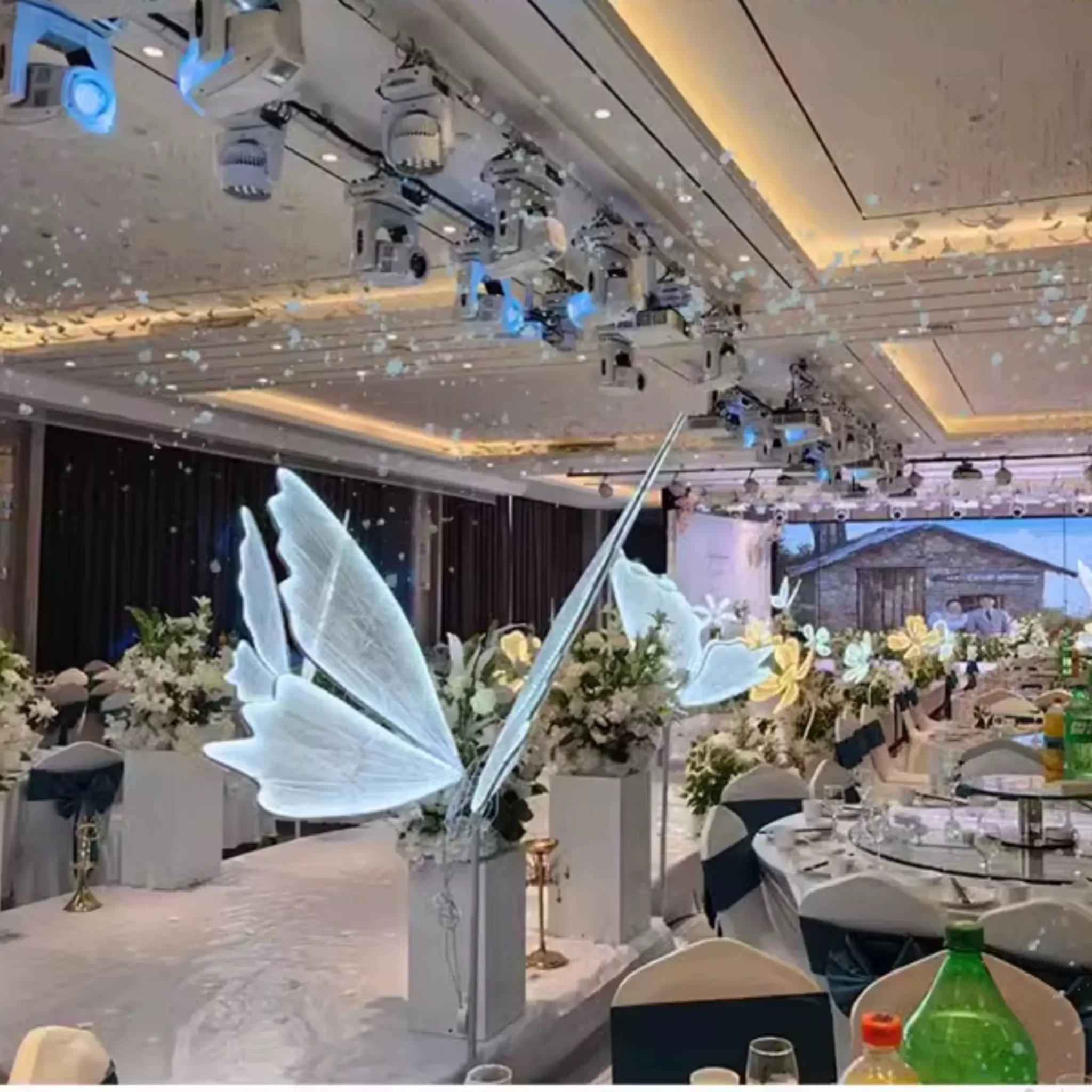 Mini Butterflies Led Wedding Light Romantic Lace Dia40cm Butterfly Floor Lamp Decor Wedding Walkway Party Event Lights