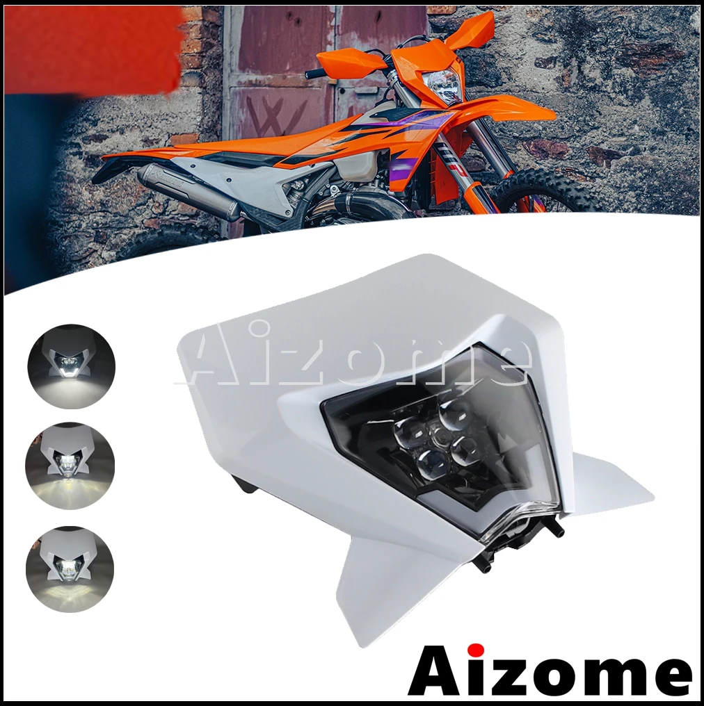 

For EXC250 EXC300 EXC450 SX250 SX300 SX450 XC250 XC300 XC450 Dirt Bike Front Led Headlight Motocross Headlamp Plate Mask 2024 25