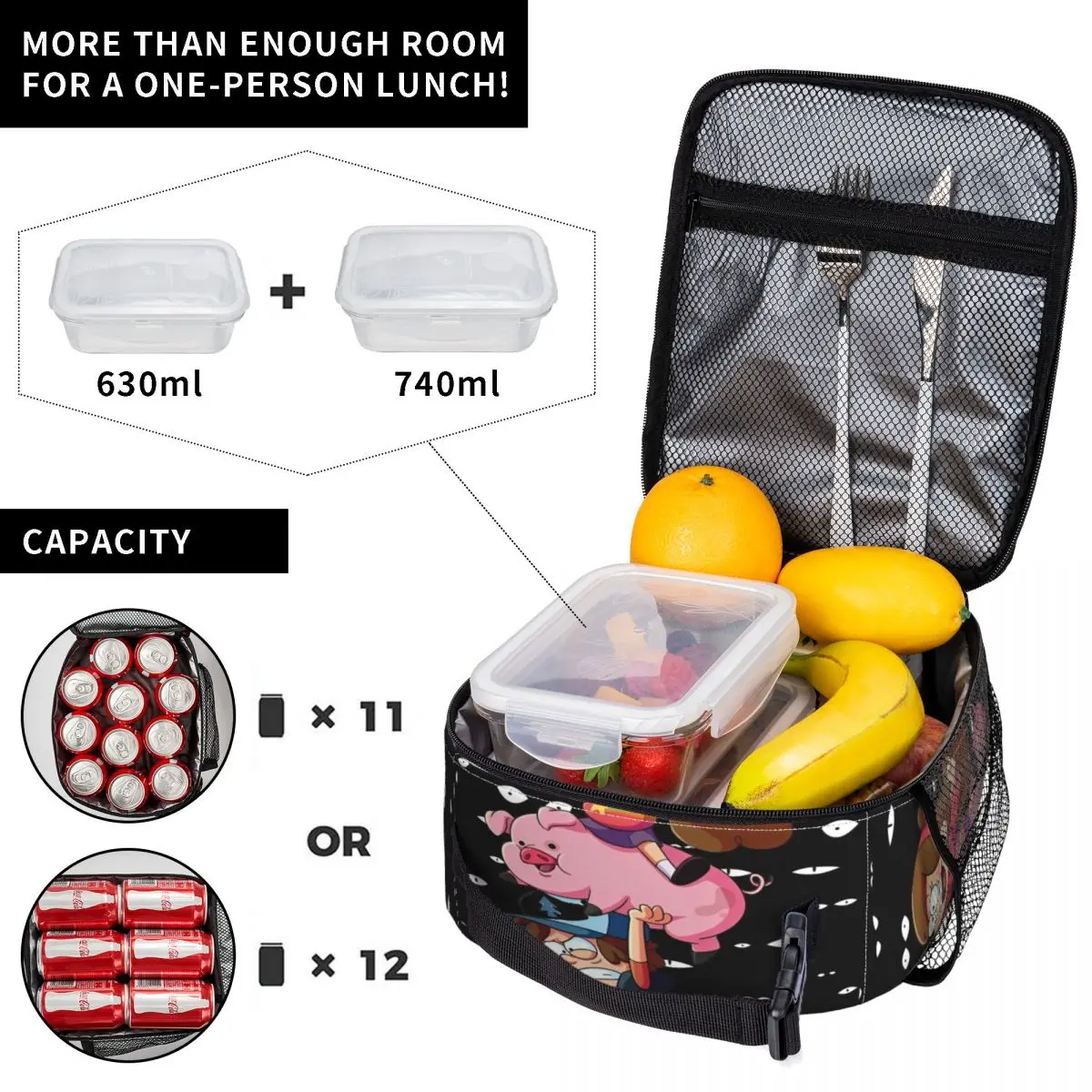 Gravity Falls Lunch Bag Portable Lunch Box Men Picnic Custom Cooler Bag Kawaii Oxford Thermal Tote Handbags