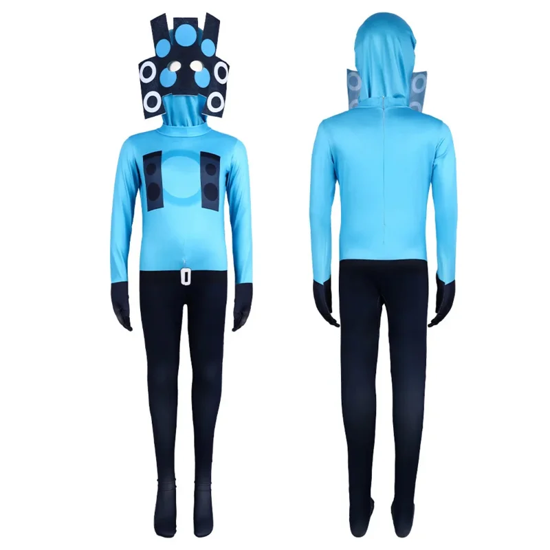 Skibidi-Toilet Cosplay Costume para Homens e Mulheres, Game Speaker, TV Man Camderman, Bodysuit, Macacão, Máscara, Halloween