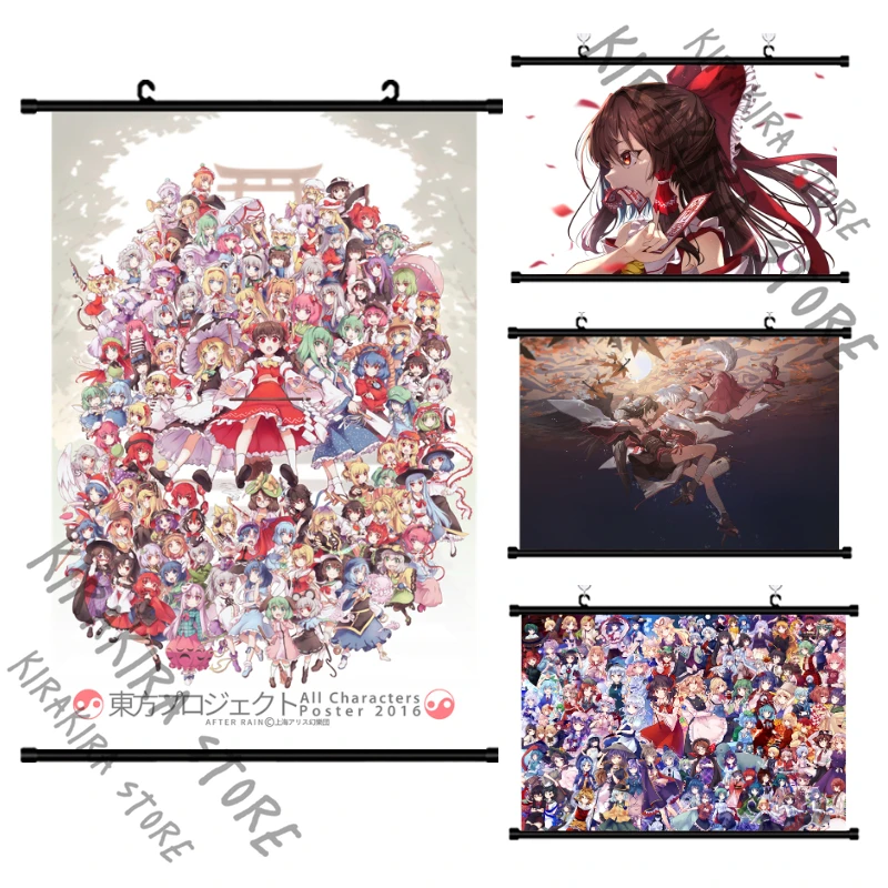 

Touhou Project Anime Scroll Mural Hanging Picture Playbill Poster Placard Cosplay Decorative Paintings Bedroom Wallpaper