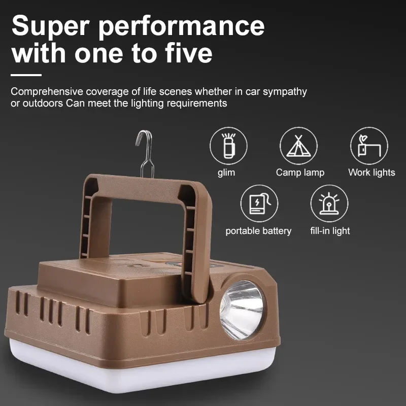 Multifunctional LED Camping Lantern USB Rechargeable Outdoor Super Bright Searchlight High Power Flaslight Emergency Work Light