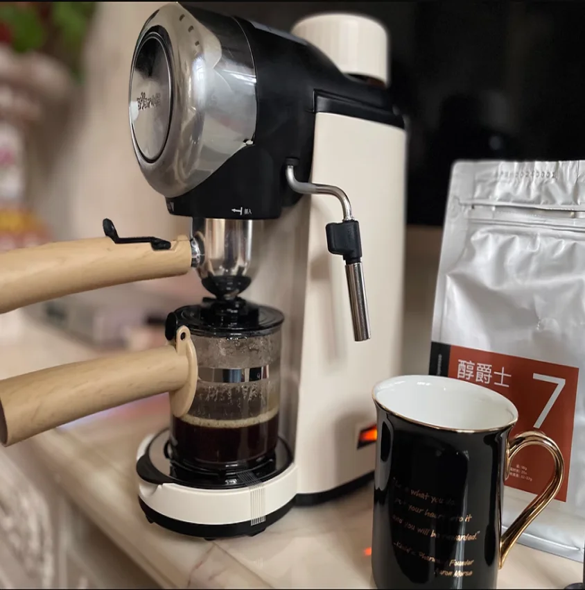 220V Bär Kaffeemaschine Kleines Zuhause Espresso Halbautomatische Büro All-in-One Amerikanische Handmahlmaschine DA