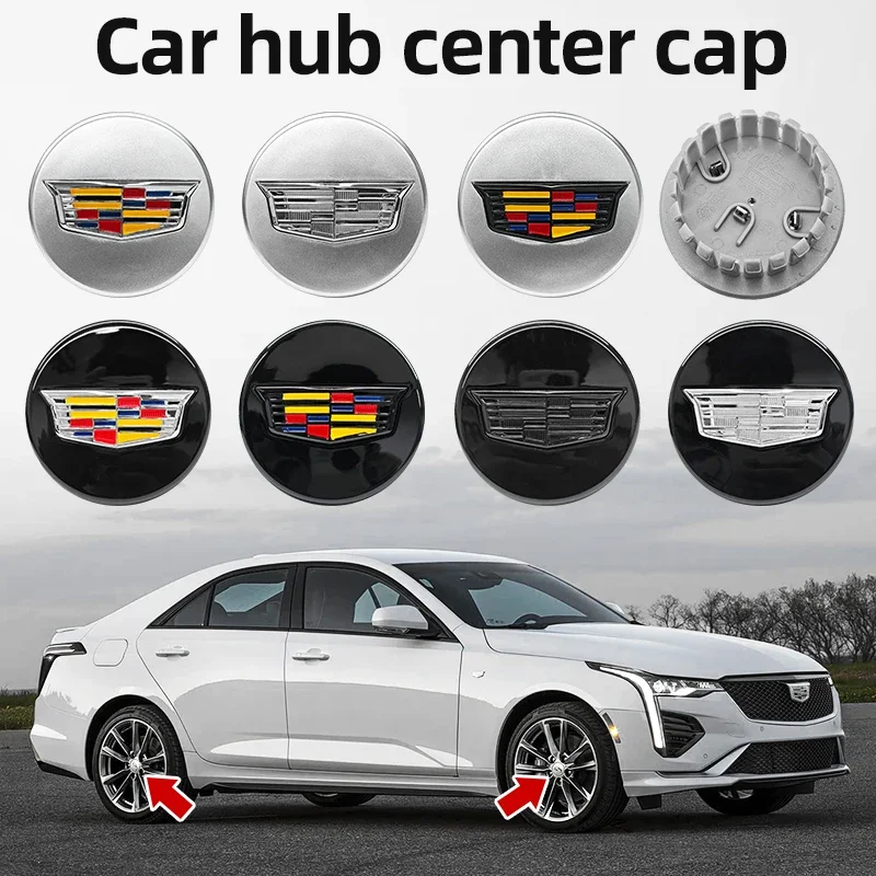4 pièces Cache-moyeu de roue 3D 67mm pour Cadillac CT5 STS XLR CT4 GT4 SLS SLR XT6 Escalade XT4 XT5 SRX XTS ELR BLS