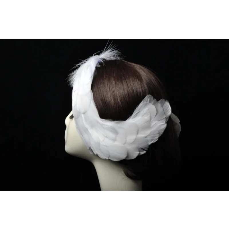 黒白白鳥の湖バレエフェザーヘッドウェア女性用手作りプリンセスバレエヘッドウェア女性用ヘアアクセサリー