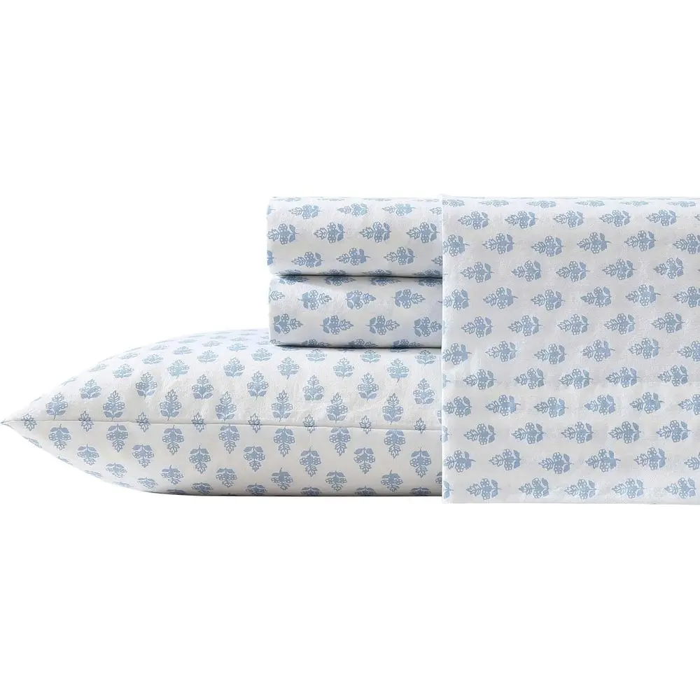 

Crisp Cotton Percale Sheet Set with Deep Pockets, Lightweight Comfort for Year-Round Use, Matching Pillowcases in Rancesca Blue