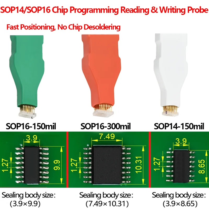 Non-desoldering SOP14 SOP16 Test Probe Clip Programming Download Line For Motherboard BIOS SPI EEPROM Flash Chip Test Write Read