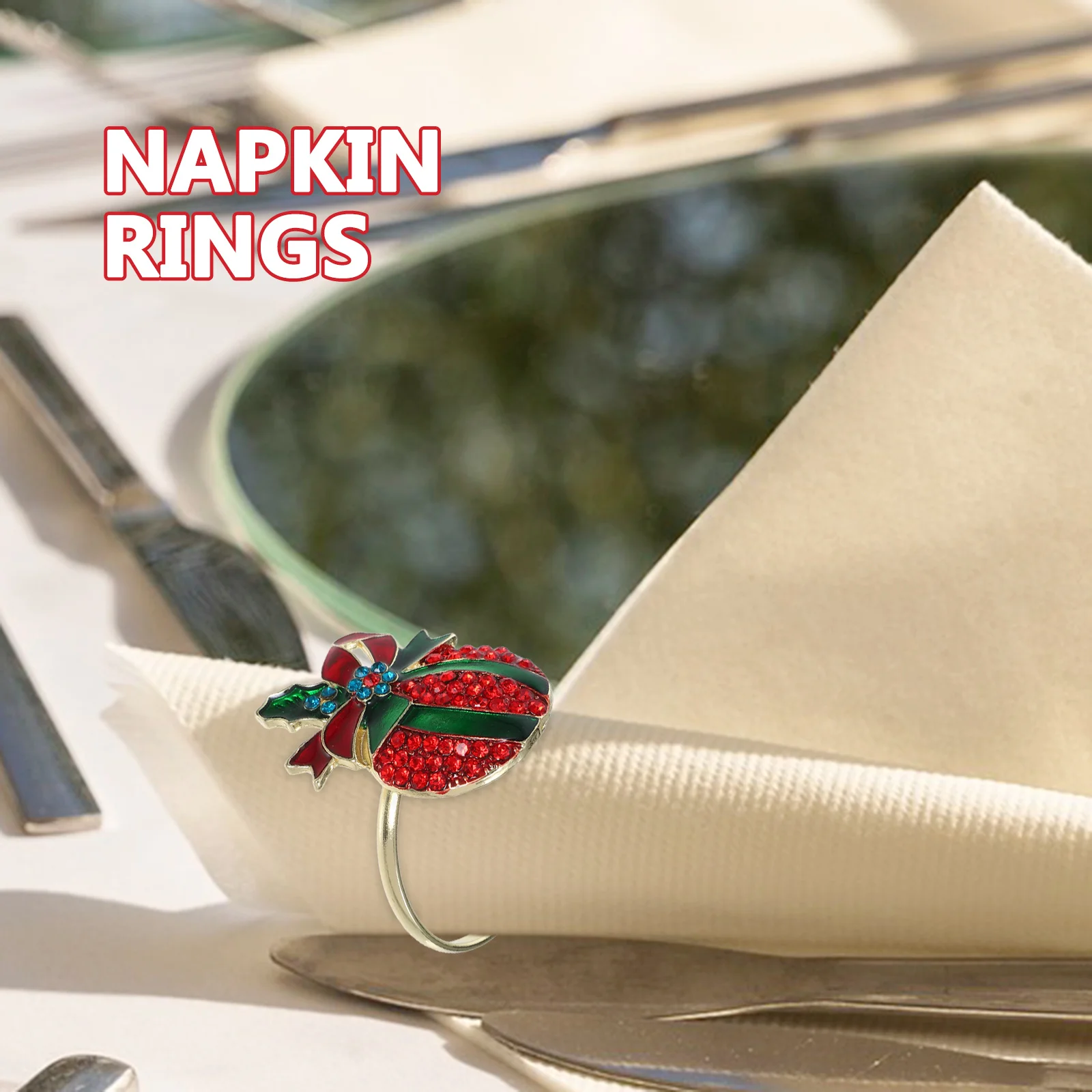 

Christmas Enamel Napkin Rings Design Festive Table Setting Decorations Seasonal Dining Accessories Xmas