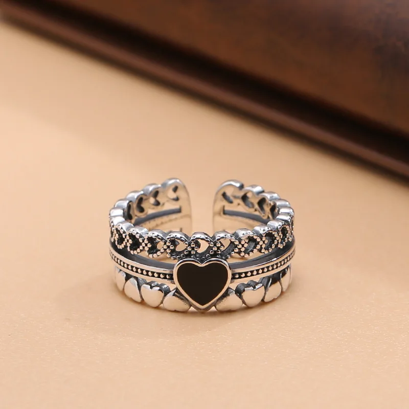 

Pure silver S925 love ring women's Korean version fashionable vintage index finger ring original niche design bracelet