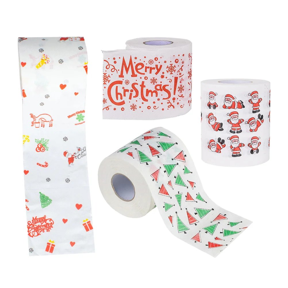 4 rollos de servilletas de papel, servilletas de mesa, adorno navideño de tejido, accesorio de cocina, decoraciones para el baño, pañuelos, toalla de baño, cena