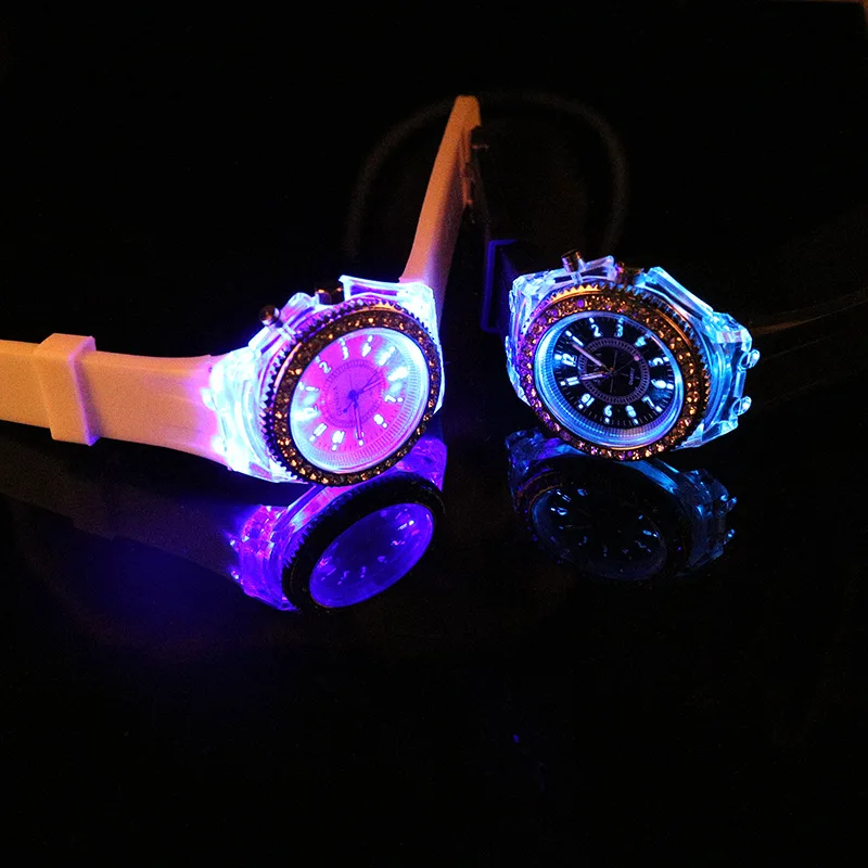 LED Light Flash orologi luminosi donna uomo ragazzi ragazze orologio da polso in Silicone moda orologio con strass bambini bambini Relogio Saati