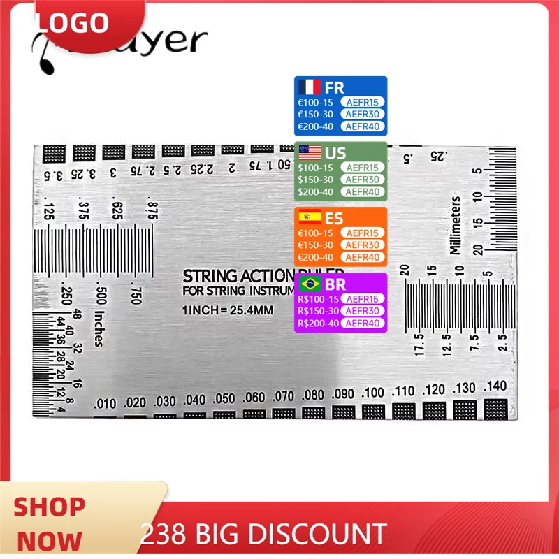 Stainless Steel Guitar String Action Ruler | Bass/Ukulele Neck Relief Gauge Tool with PVC Slots for Instrument Repair