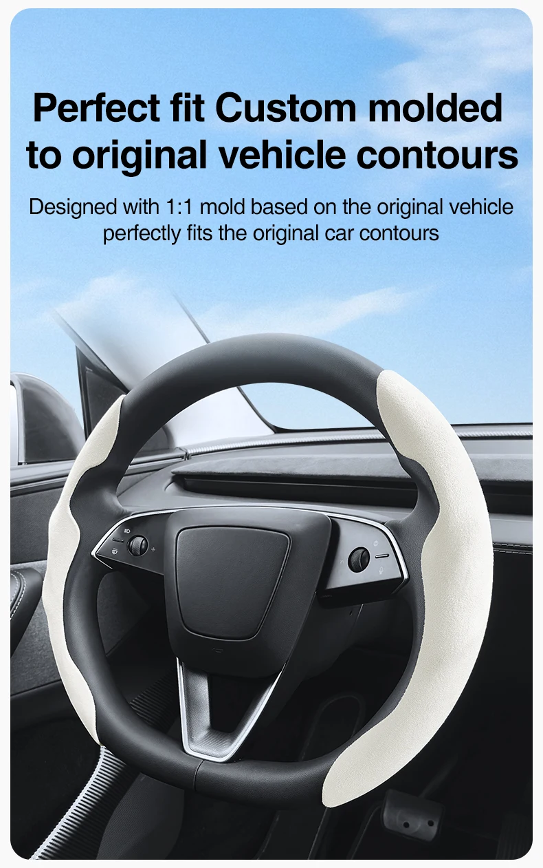 Heenvn Lenkradbezug für Tesla Model Y Juniper Model 3 Highland 2025 2026 Rutschfester Innenraumschutz Zubehör – Detail 5