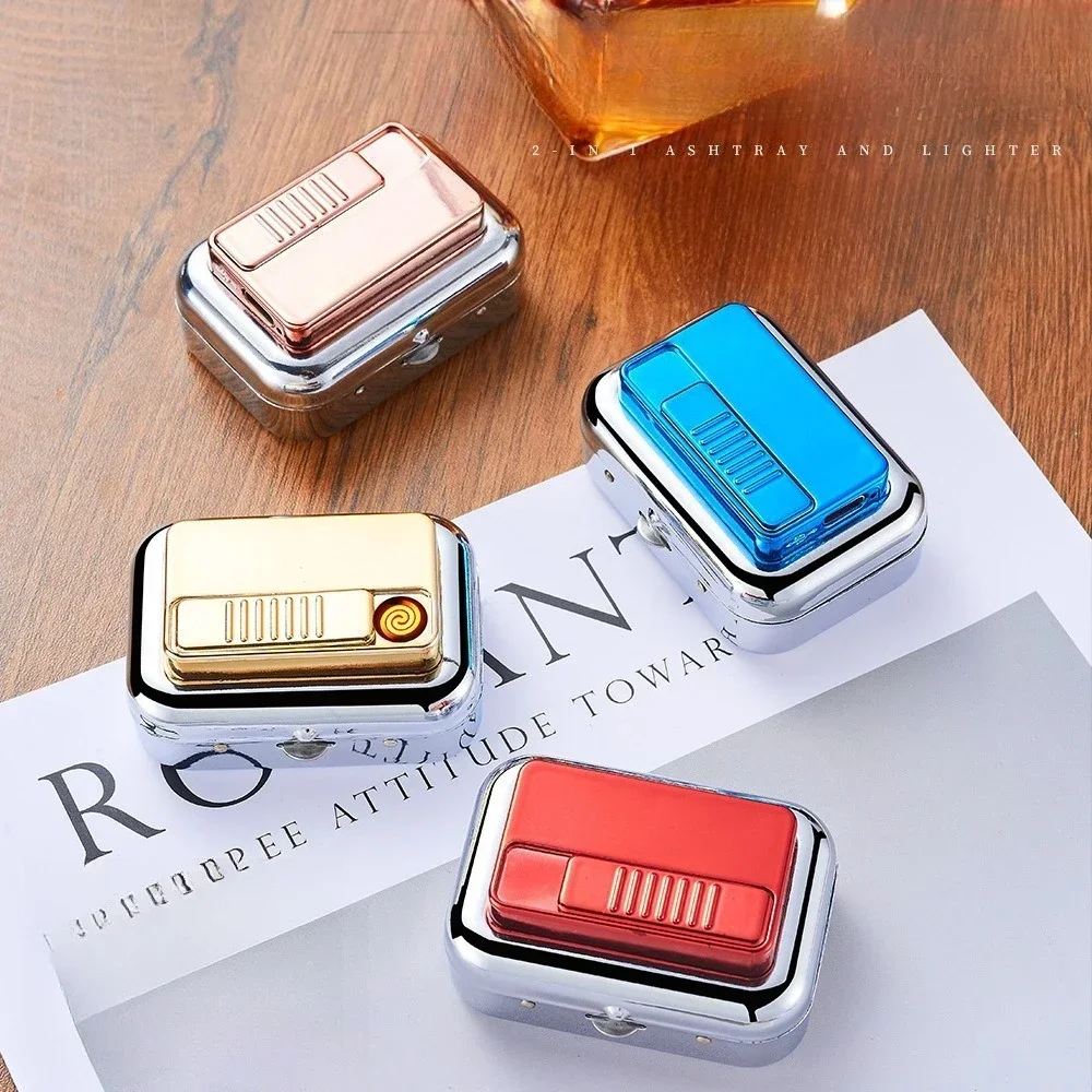New Multifunctional Cigarette Case Charging Tungsten Wire Lighter Mini Portable Ashtray Cigarette Accessories Men's Gift - Image 3