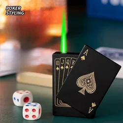 Metal Portable Inflatable Windproof Direct Spray Green Red Flame Blue Red Flame Lighter Mini Can Be Placed in a Cigarette Box