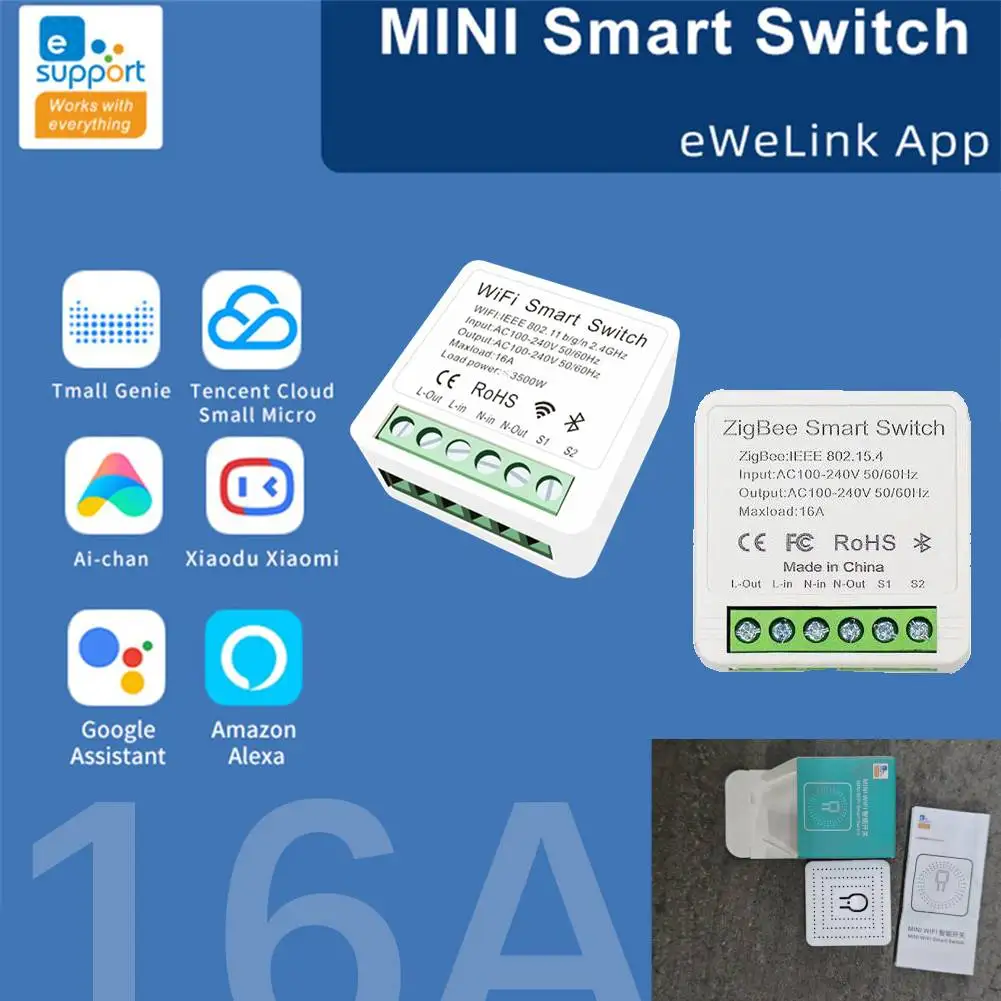 

3 шт., приложение Ewelink, мини-умный переключатель, Diy Wi-Fi ZIGBEE, модуль умного переключателя, таймер, умный дом, работа с Smartthings Alexa Google Home