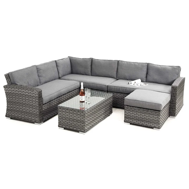 Custom HYTZ129 Cheap Large Patio Outdoor Sectional Garden Sofa Set Rattan Furniture Outdoor Sofa