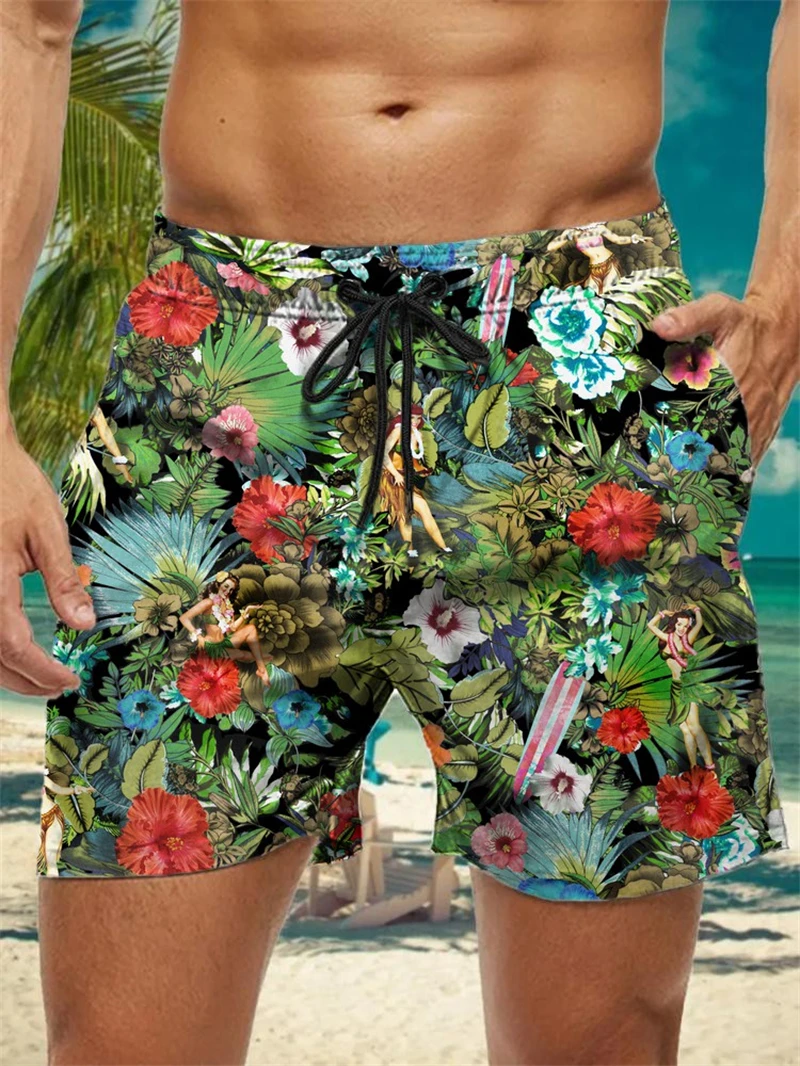 

Модные короткие брюки с цветочным рисунком для мужчин, летние трендовые пляжные шорты с 3D принтом для отдыха и отпуска, свободные дышащие шорты для доски