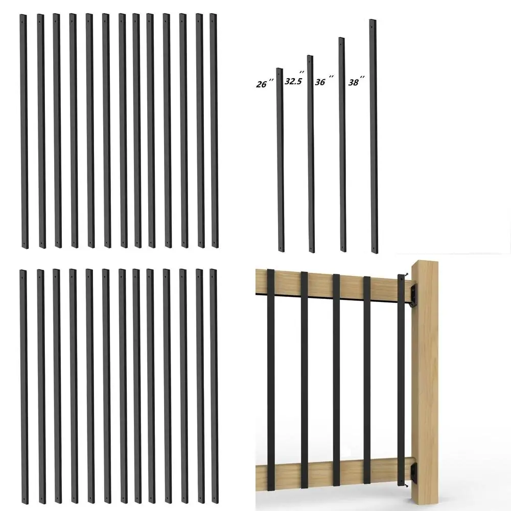 

Set of 25 Black Metal Deck Balusters, 26 Staircase Spindles with Screws, Outdoor Railing for Deck & Porch