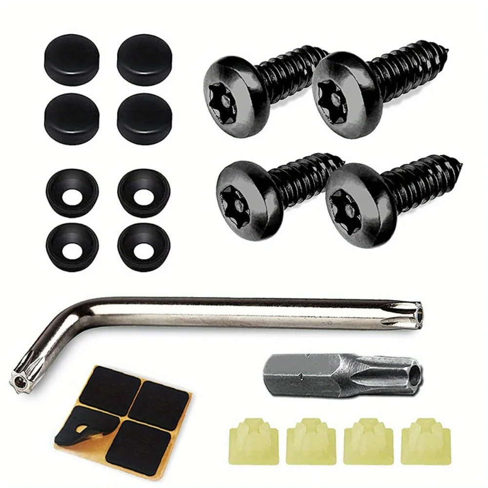 4 pcs/set Car License Plate Frame Fixing Screw Anti-theft American Standard License Plate Frame Screw Accessories