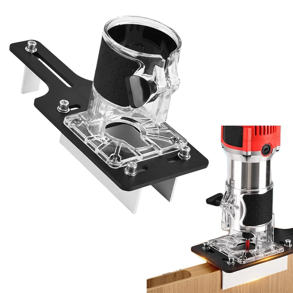 

2 in 1 Router Base Invisible Fastener Slotting Bracket for Wood Trimmers Diameter 64 to 65mm Heavy Duty Aluminum Clamp