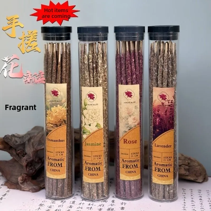 أعواد بخور بالو سانتو الأرجنتينية الملفوفة يدويًا مع بتلات الزهور المريمية والطبيعية للتأمل الروحي والاسترخاء في المنزل 15 عبوة