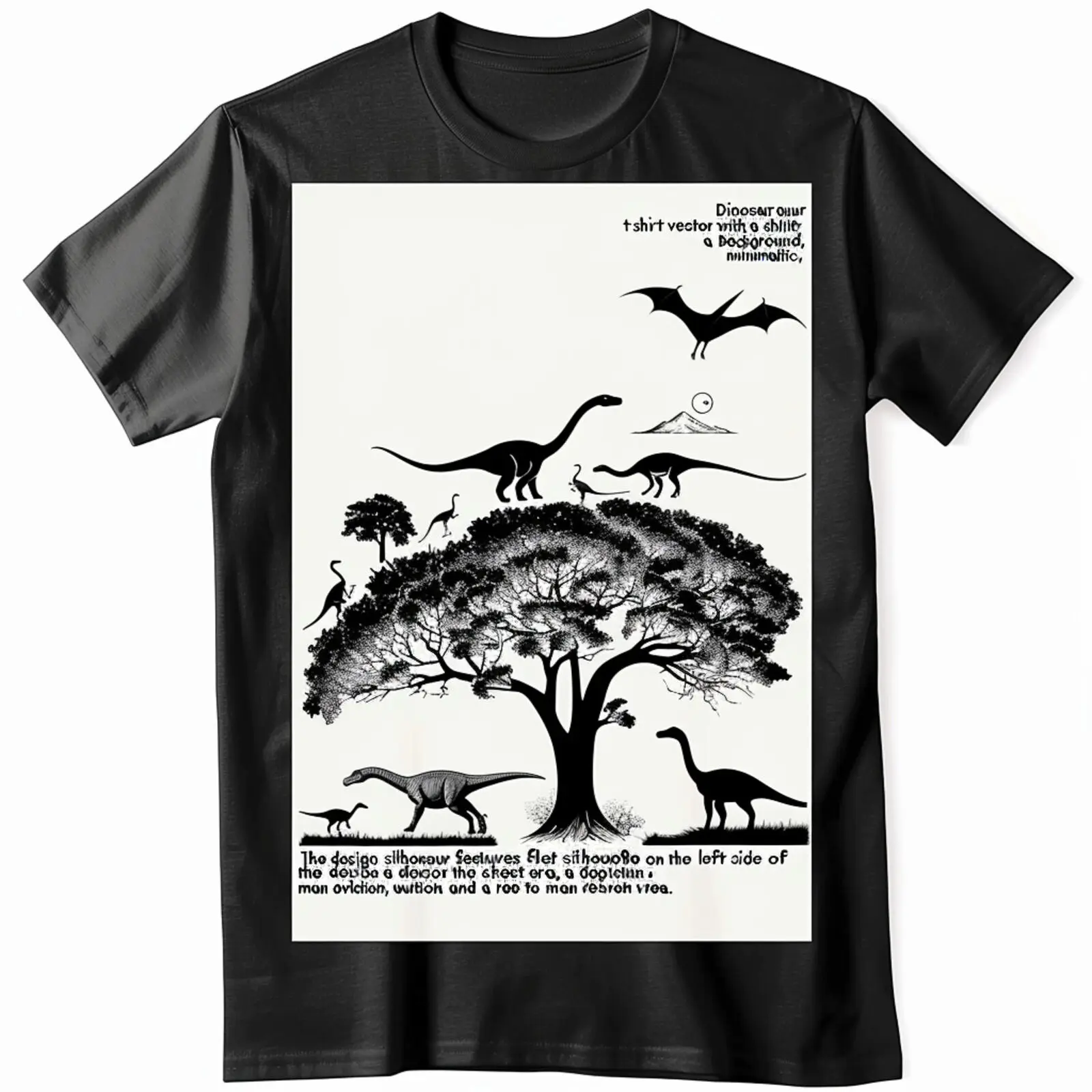 

Dinosaur Tee Minimalistic Design Black Shirt Unique Graphic High Quality Print