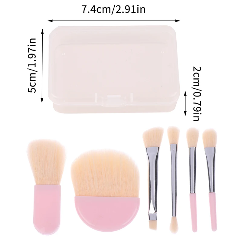 Ensemble de mini pinceaux de maquillage de voyage, brosse douce, correcteur, fond de teint beauté, outil d'ombre à barrage, brosse à cils, outils cosmétiques avec boîte, 6 pièces