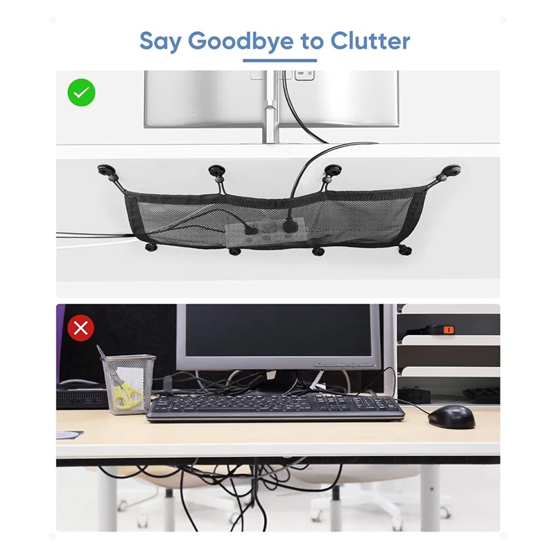 Unter Schreibtisch Kabel Management Net Kit schwarz flexible Polyester Mesh Wire Management Tray