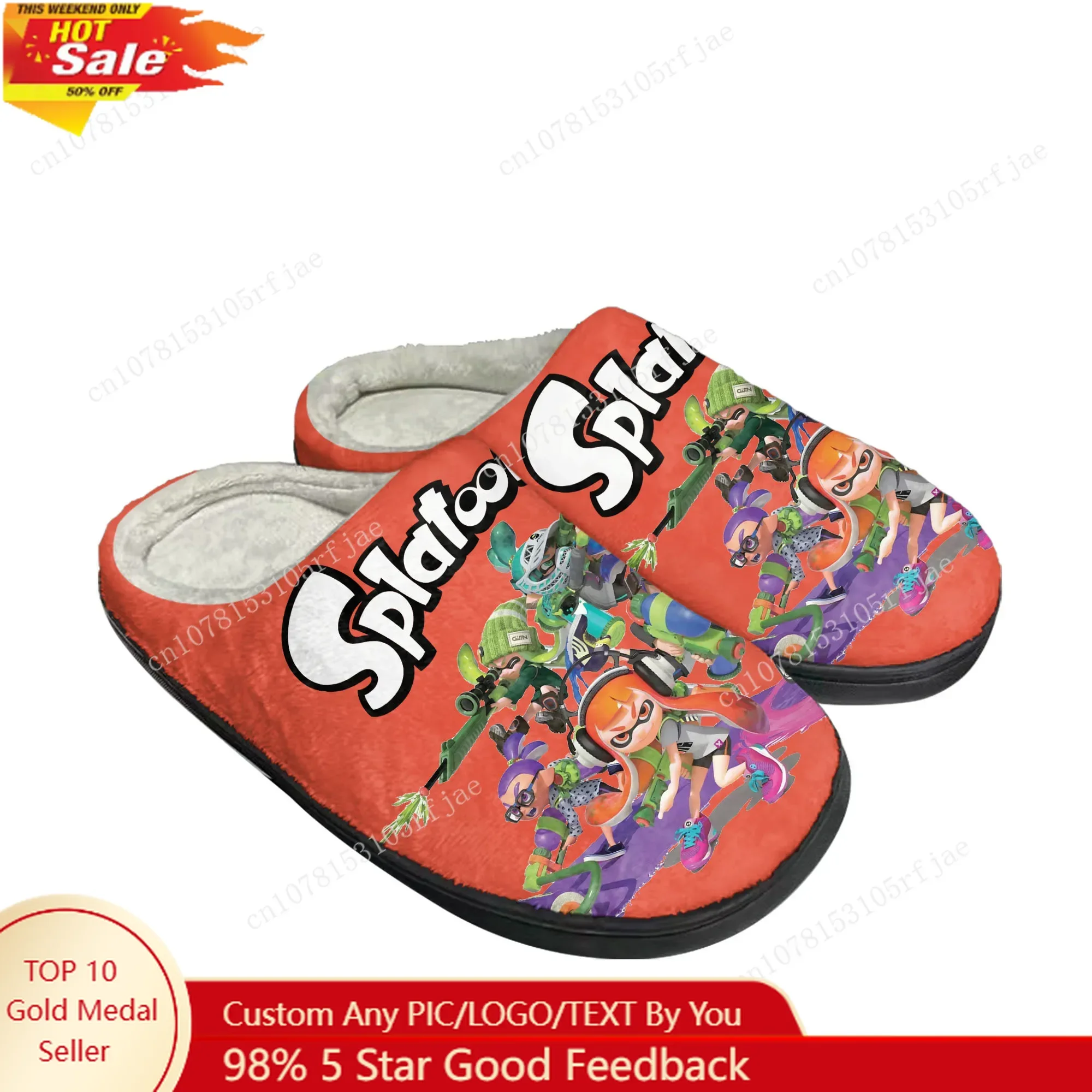 

Anime Cartoon Game Splatoons Home Cotton Slippers Mens Womens Plush Bedroom Casual Keep Warm Fashion Shoes Tailor Made Slipper