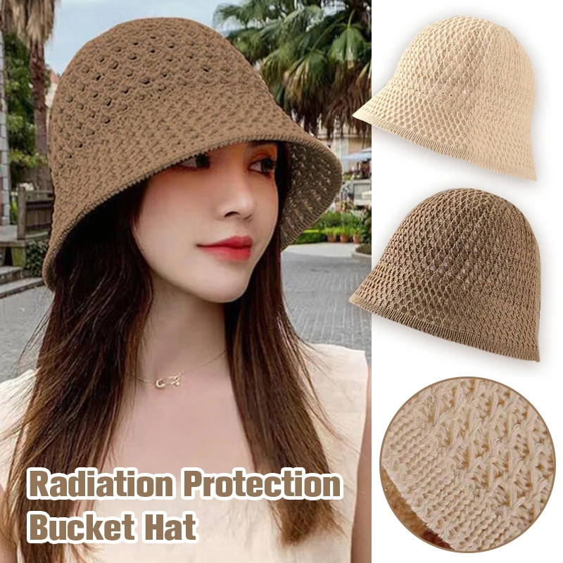 Summer Thin Anti-radiation Hat EMF Shielding Cap Computer Room Bucket Hat Full Silver Fiber Anti-electromagnetic Radiation Hat