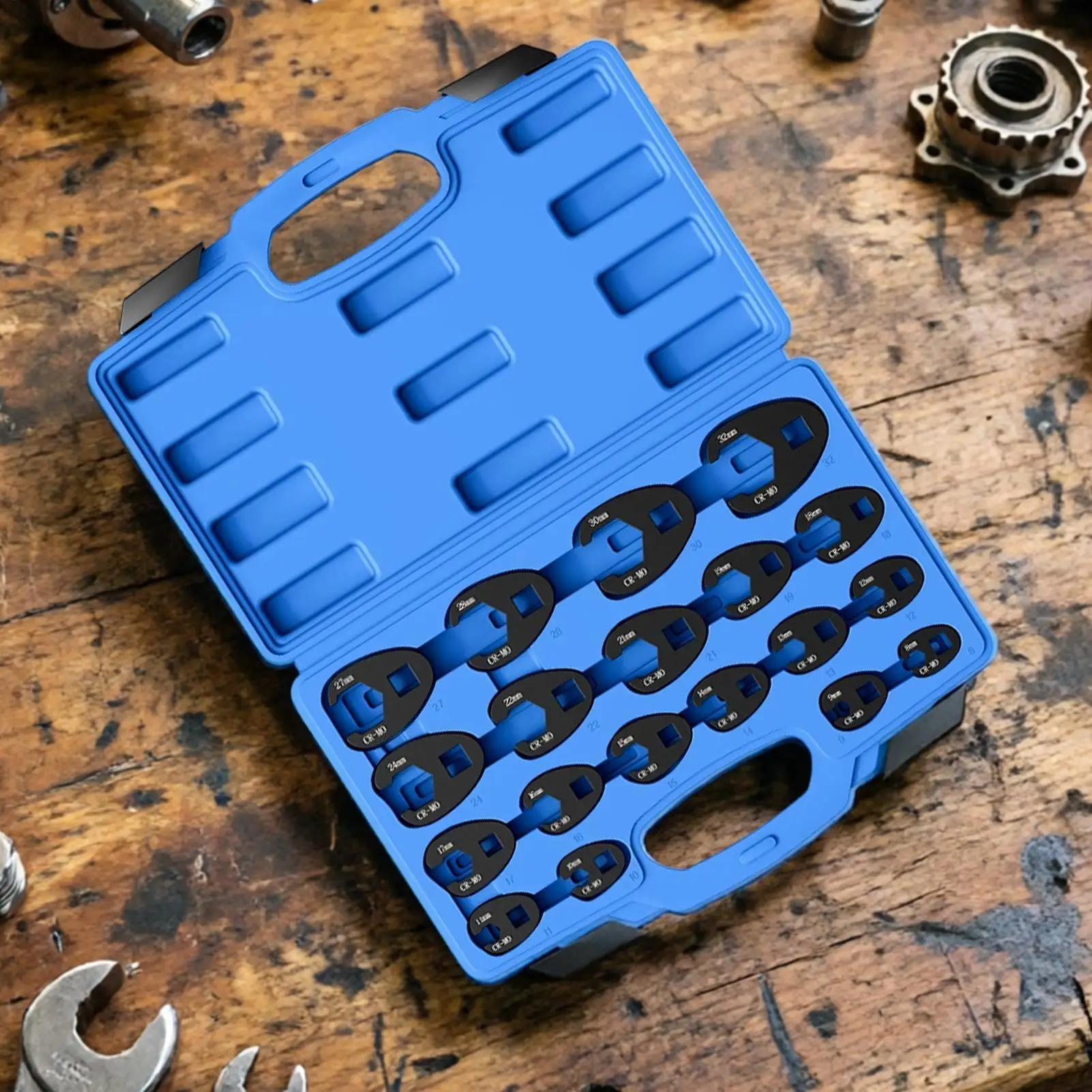 Crows Feet Wrench Set U Shaped Metric Open End Flare Nut Spanner Kit Brake Lines Wrench Set for Mechanics Technicians Home