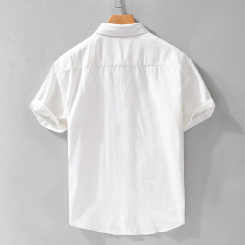 2024 Zomer Nieuwe Casual Puur Katoenen Shirts Met Korte Mouwen Heren Kleding Dunne Zachte Streetwear Fy723