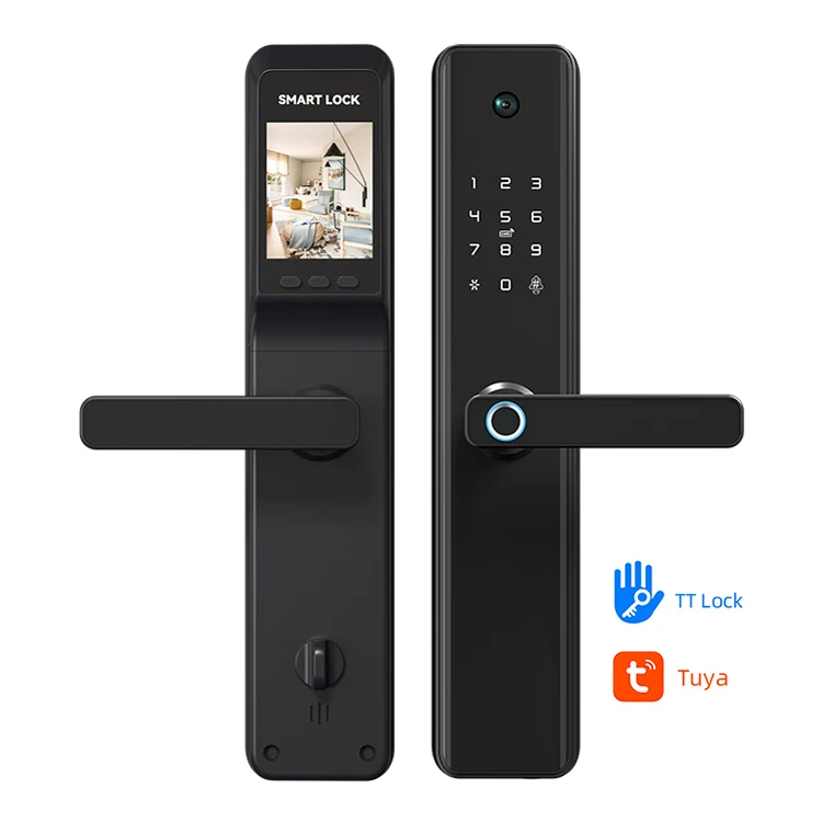 

Deftun Hot Price Smart Fingerprint Lock Touch Keypad Wifi Mobile App Keyless Password Smart Door Handle Locks For Wooden Doors