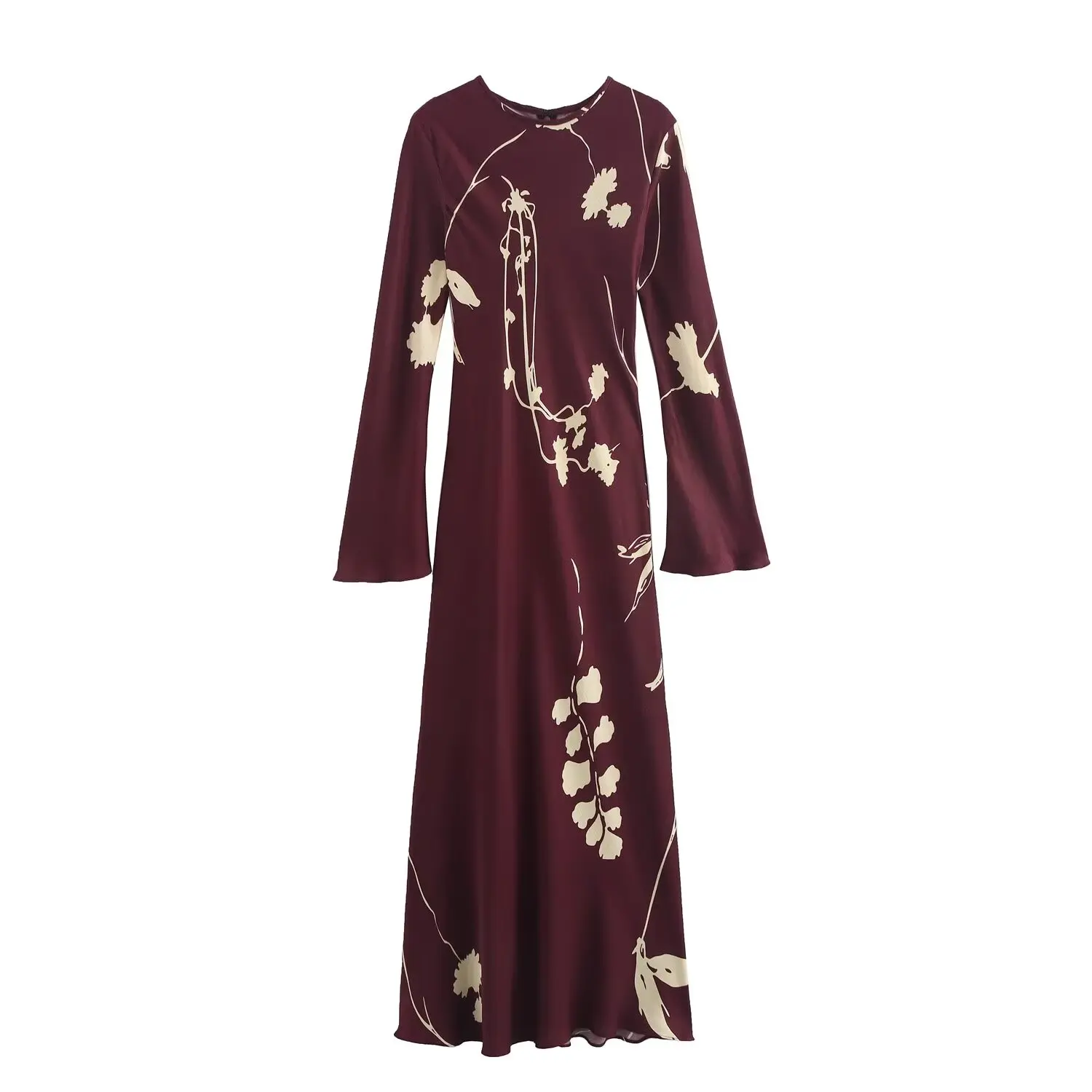 Tangada 2024 Women Flower Print Dress Flare Long Sleeve Female Midi Dress 6x0416